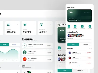 Dashboard - Financial Management Web App card categories chart dashboard design financial management navbar transactions ui ui ideas web app website