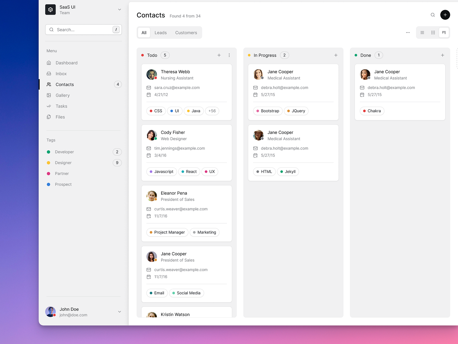 SasS UI - Kanban View by Tomasz Owczarczyk on Dribbble