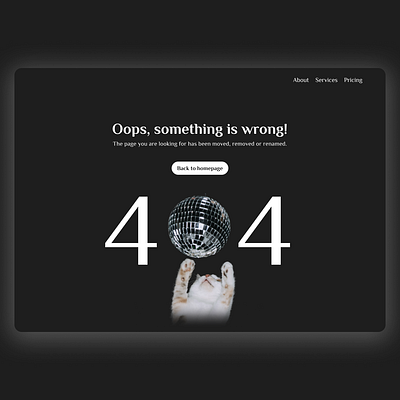 DailyUI #008 - 404 error page 404 404error cat dailyui dailyui008 errorpage figma ui userinterface webdesign