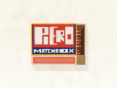 Piero Matchbox - Personal Illustration badge box branding design graphic design illustration lettering logo matchbox matches personal branding procreate retro texture timelapse typography vintage