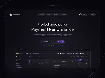 Spectram - Fintech platdorm bank services banking budget tracking checking account management finance financial website fintech fintech startup fintech website design hero section insurance management app landing page modern banking payments personal finance app saas web design