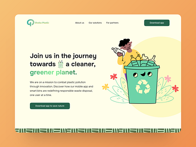A landing page hero section. hero landing page recycling waste