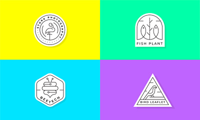 Colorful Line Art / Badge Logo Designs! animation branding graphic design logo