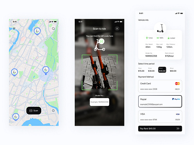 Freelance Scooter APP UI Design Concept app ui design scooter app design scooter booking app