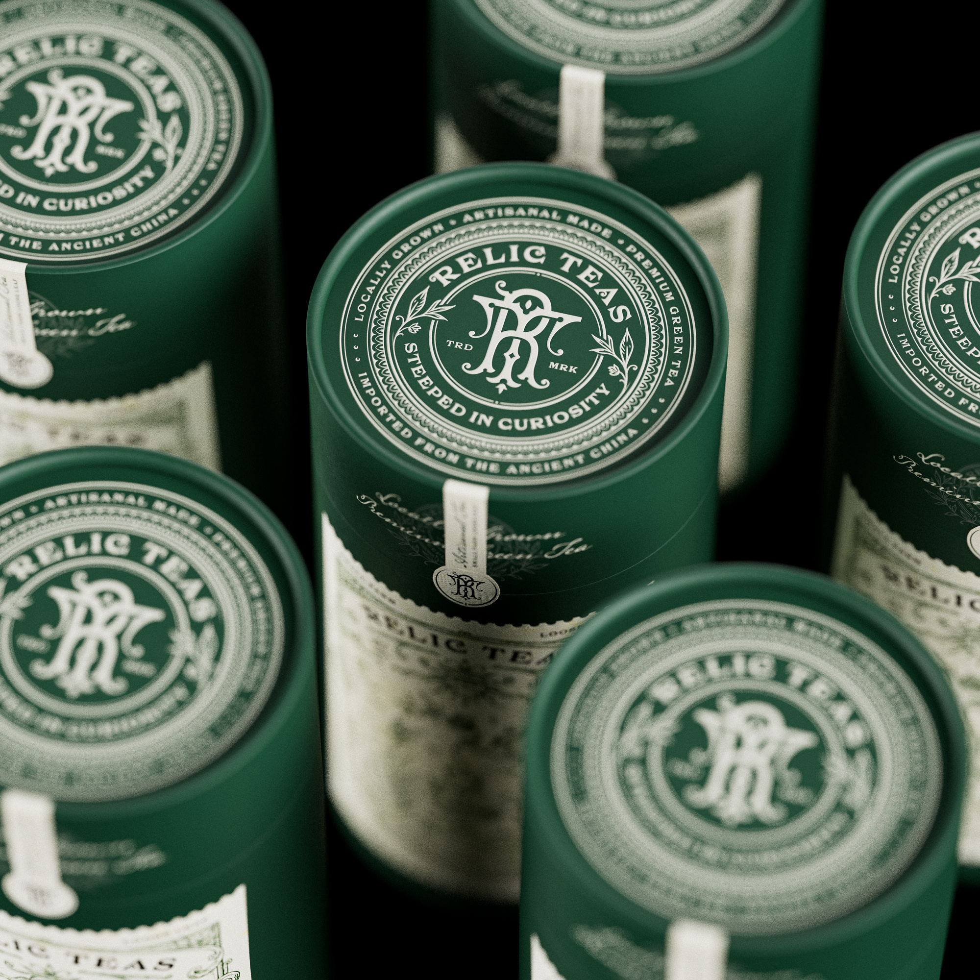 Relic Teas - Packaging design branding graphic design hand drawn identity logo logo design monogram packaging sophisticated tea vintage