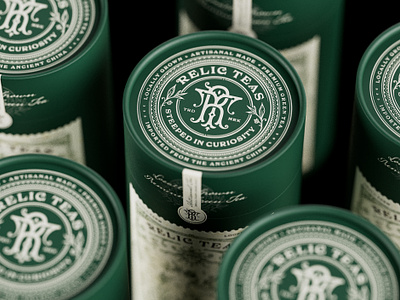 Relic Teas - Packaging design branding graphic design hand drawn identity logo logo design monogram packaging sophisticated tea vintage