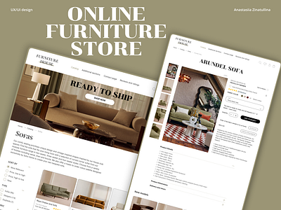 Online store of home furniture "Furniture House" branding cozy home design figma home furniture interior design modern modern furniture ui ux veb web design