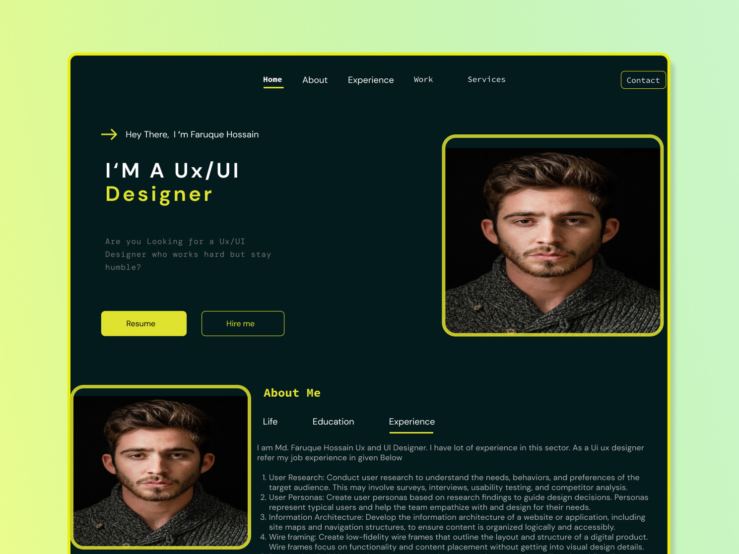 Port folio website template by Md. Faruque Hossain on Dribbble