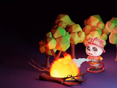 Panda • 3D Animation • Blender 3d 3d animation 3d art 3d character 3d design 3d illustration animal animation b3d blender blender3d cute fire firefighter forest illustration motion graphics panda