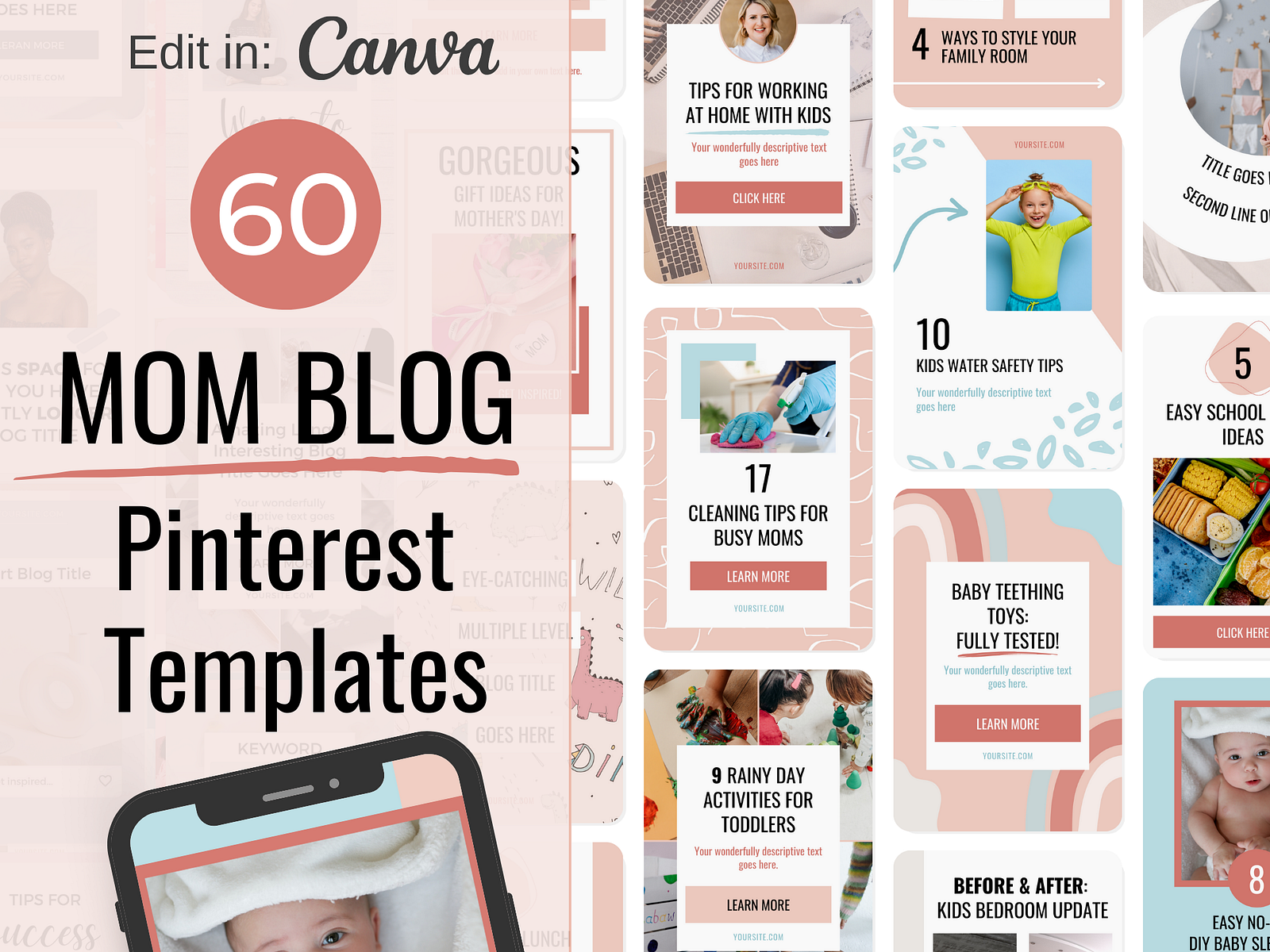 Mommy Blogger Pinterest Canva Templates by The Creatives Desk on Dribbble