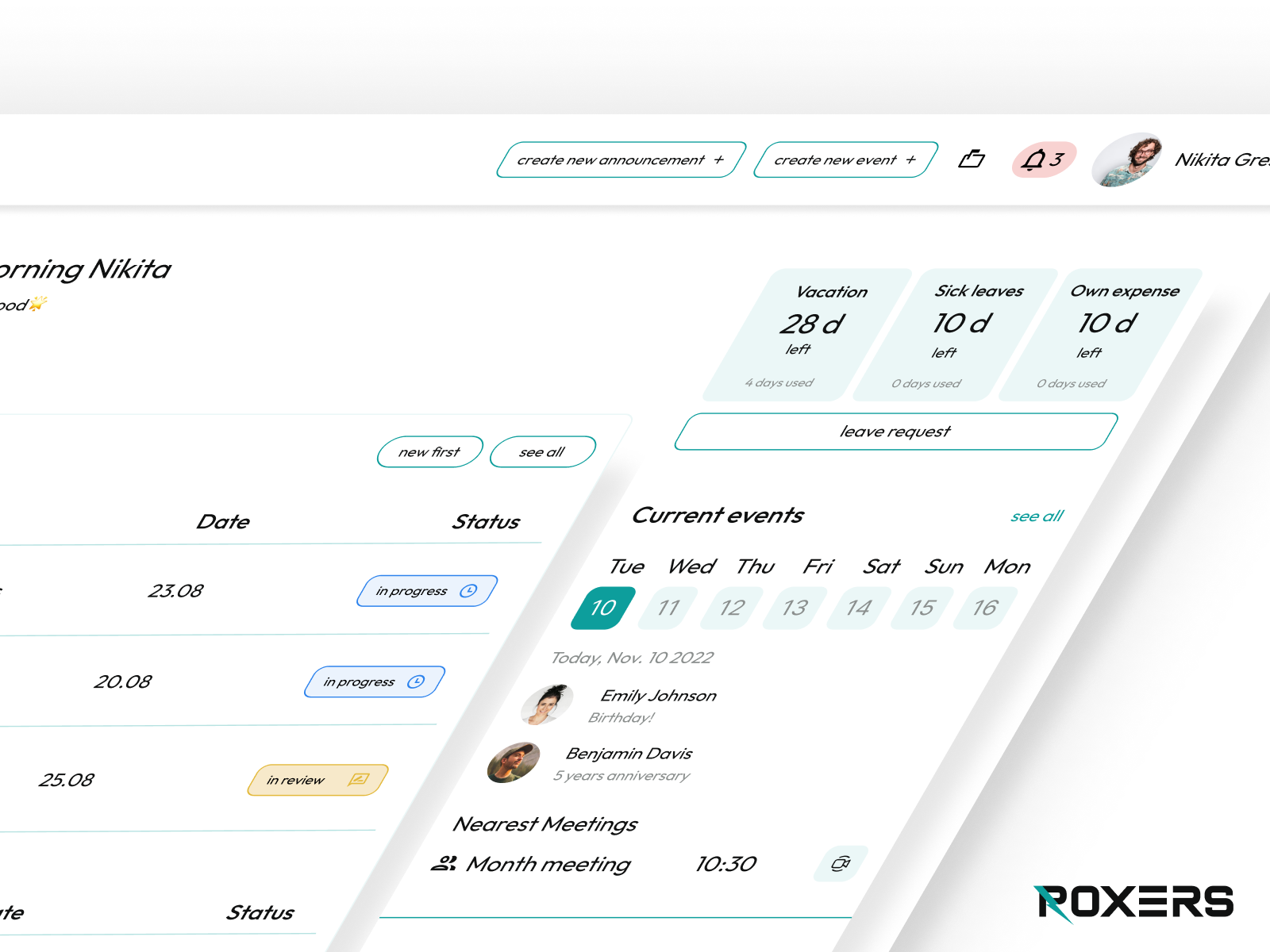 Team Connect - custom SaaS for HR management human resources management mobile app product design roxers saas saas for hr ui ui trends uiux user experience design user interface design ux ux research web app web design