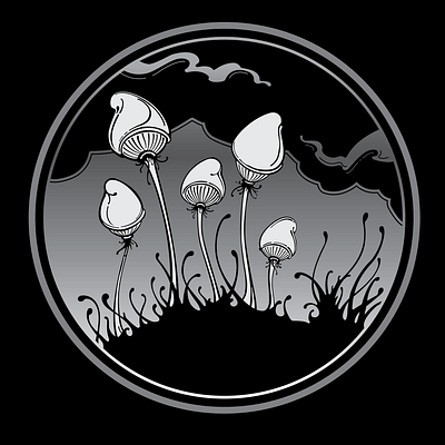 easy mushrooms no 2 achromatic contrast drawing flat design graphic illustration mushroom stylised stylized swash vector vector illustration