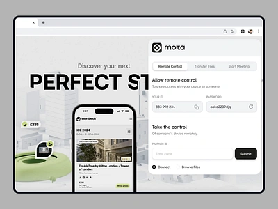 Mota - Browser extension UX/UI design for the remote work animation app application browser extension digital design digital product extension product saas ui ux web web app