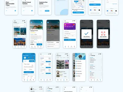 TravelUs- Travel app design idea app blue branding design designer explore figma graphic design homepage idea illustration personalproject poppins travel app trips typography ui uiux ux web design