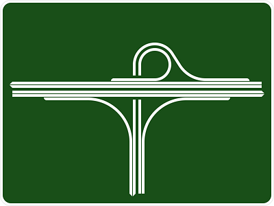 Interchange | 3-way Trumpet duotone expressway highway illustration interchange line ramp signpost