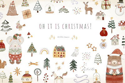 Oh It is Christmas! noel watercolor clipart oh it is christmas!