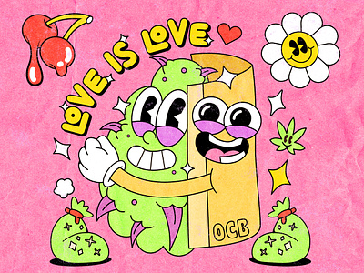 Love is love 1930s 420 canabis cartoon cartoon character fun humor illustration love ocb old cartoon old school rolling vintage weed