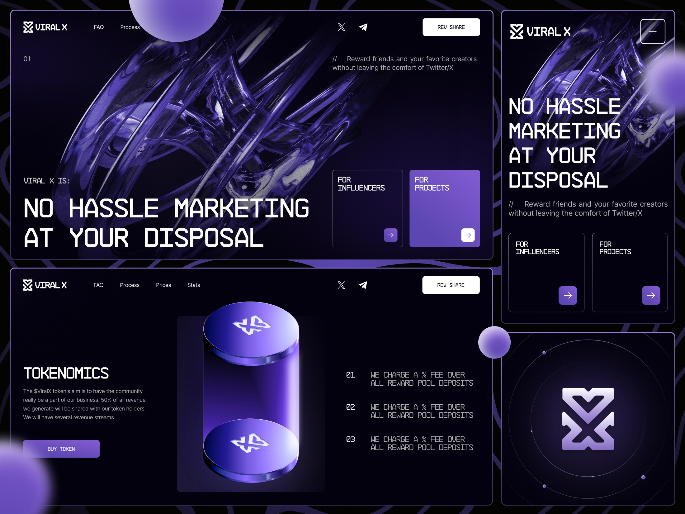 Viral X 3d community crypto design landing landingpage platform ui uiux ux web web3 website