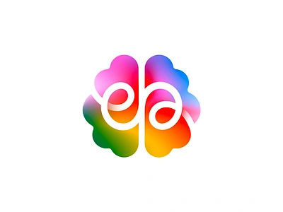 Brain + "ea" logo concept brain branding colors connection creativity ea flow gradient head icon logo mark monogram negative spacem neuro neurodivergent neurodiversity technology think