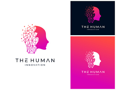 The Human Innovation Technology Science Logo branding connect connection design digital face futuristic graphic design head human illustration innovation intelligence logo logo design logos science silhouette tech technology