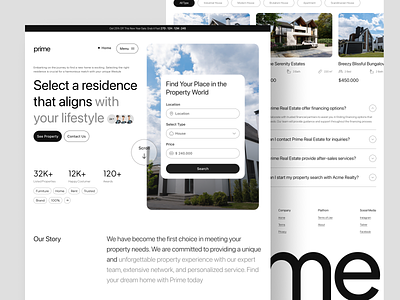 Prime - Real Estate Landing Page building clean design home homepage house landing page properties property real estate real estate landing page real estate web real estate website residence ui ui design web web design website website design