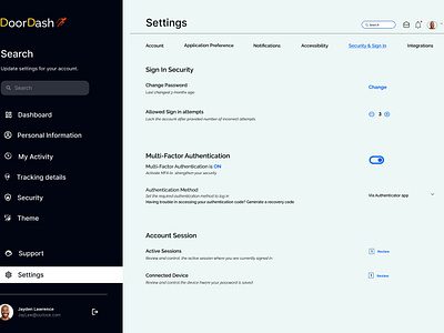 DoorDash Demo Settings P age branding dekstop design graphic design illustration light logo settings ui typography ui ux vector