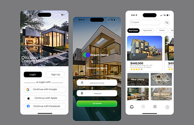 Real Estate Mobile App app design dreamhome home mobile ui ux