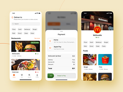Tasty tracks - Food delivery app button card design food ios menu minimal payment search shop swipe tags ui ux