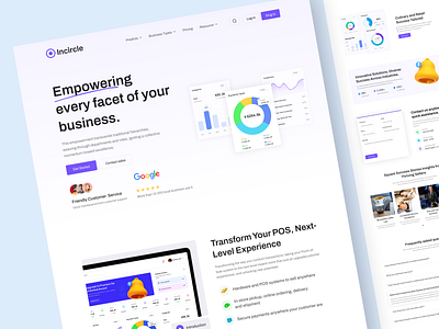 Incircle-SaaS POS Landing Page. clean e commerce food shop landing page landing page landing page design point of sales pointofsale pos design pos landing page saas sales ui ux