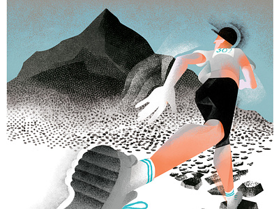 Trail Running 2d character digital editorial eleni debo folioart illustration landscape sport texture