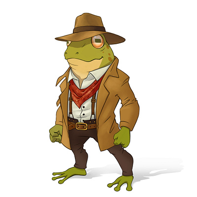 Character designa 3d animal animation boss branding casual character characterdesign design frog graphic design green illustration logo motion graphics sherif