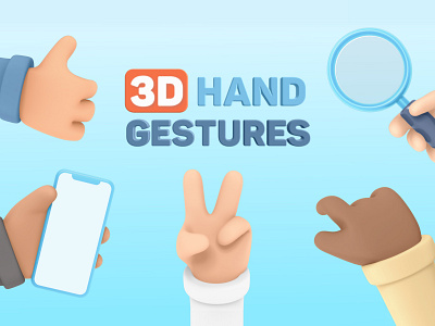 3D Hand Gestures 3d 3d illustration 3d object explainer gestures hand hands