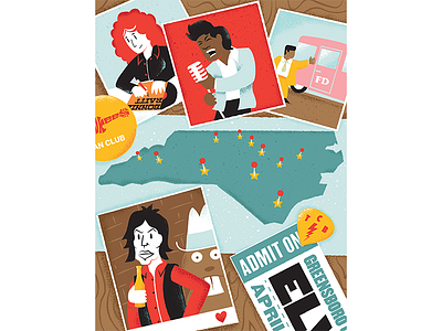 Our State - Full page bonnie raitt editorial editorial illustration elvis illustration illustrator james brown james olstein james olstein illustration jamesolstein.com mick jagger north carolina our state rolling stones texture the monkees vector