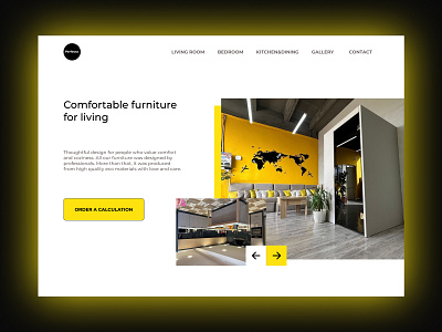 The first screen of the landing page for PERFECTO furniture design furniture landing typography ui ux uxui web design web