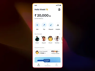 Payment flow interaction app bank banking card finance app payment qr ui ux