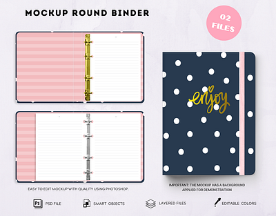 MOCKUP ROUND BINDER agenda graphic design mockup mockup binder mockup design planner psd