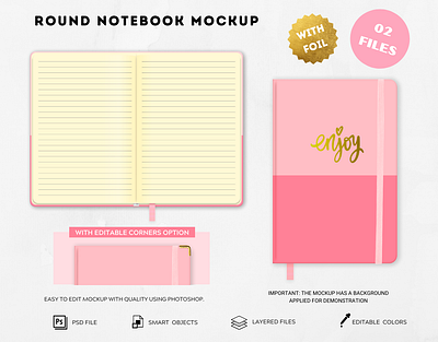 NOTEBOOK MOCKUP ROUND agenda design graphic design mockup notebook notebook notebook mockup planner psd