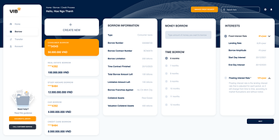 VIB Bank Borrowing Management Profile UI Dashboard Website bank borrow borrowing dashboard design management profile ui uidesign webdesign