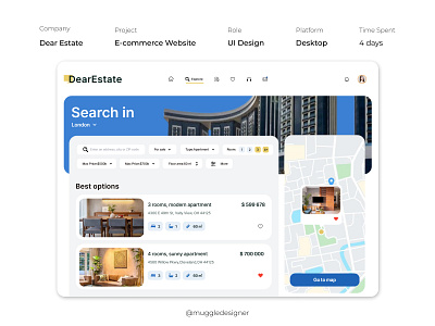 Dear Estate - E-commerce Website by Muggle Designer 3d animation branding graphic design logo motion graphics ui web design