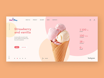 Design concept PINK BERRY concept design ice cream typography ui ux uxui web design web