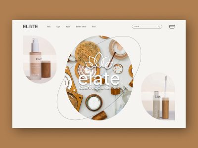 The first screen of the landing page for ELATE cosmetics concept cosmetics design landing typography ui ux uxui web design web