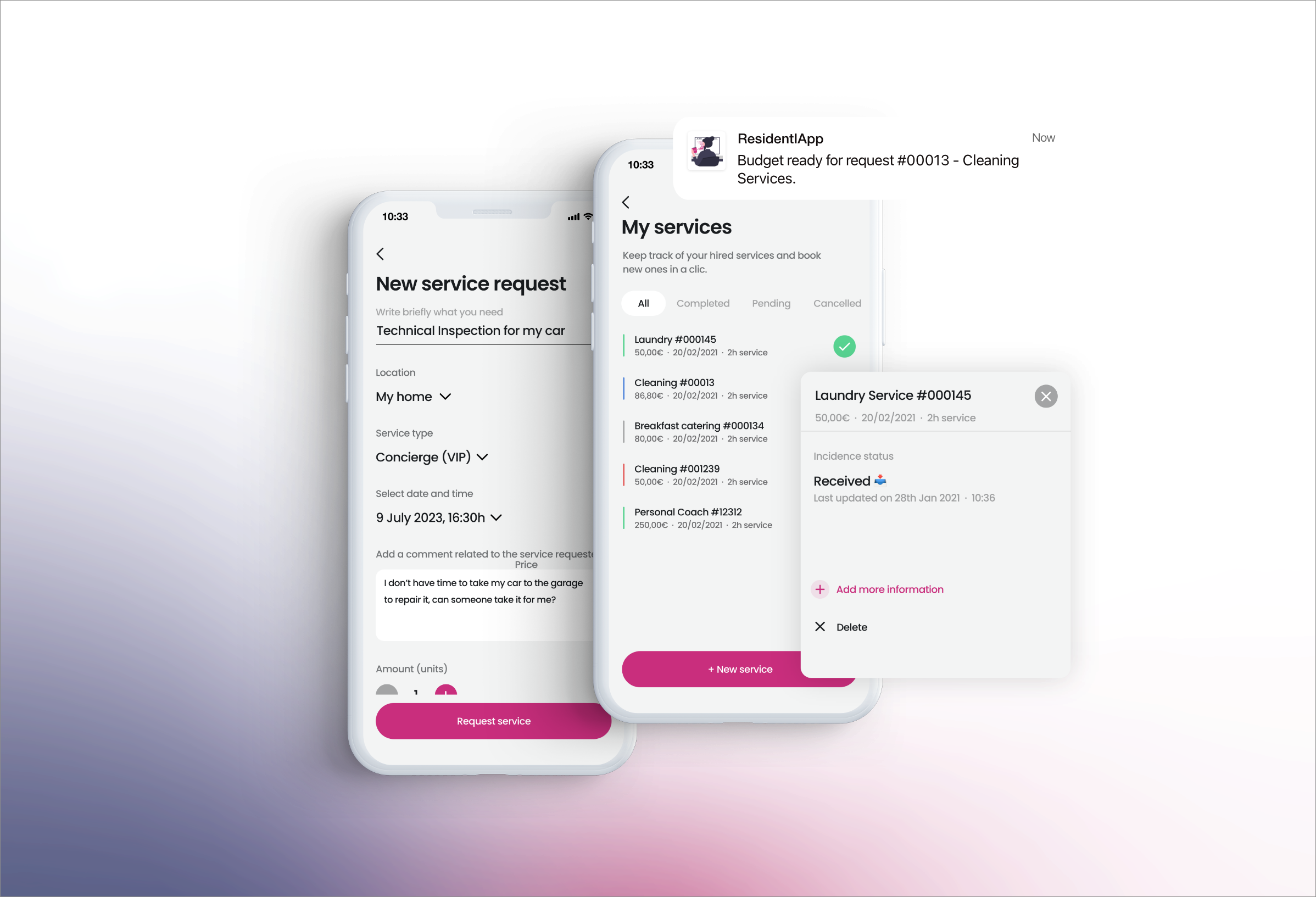 B2B & B2C Service Request (App) mobile native request ui