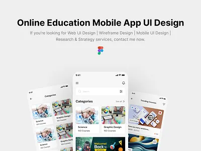 Online Education Mobile App UI Design | Big Project app design app ui awossom big project clean education app education app ui landingpage minimalist mobile app mobile app design online education online education app ui ui design ui ux user interface ux design visual app design visual design