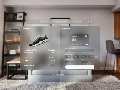 Checkout Screen for Vision OS - Nike apple checkout checkout screen dailyui day2 design nike ux vision os vision pro