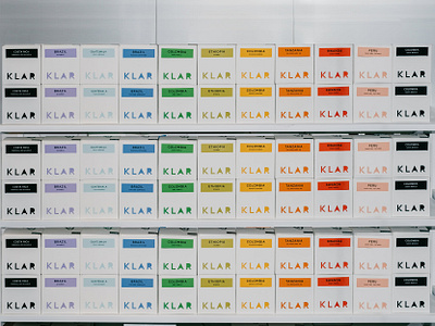 Klar Coffee Roastery box cafe coffee coffee shop colorful cutout illustration logomark minimal package packaging