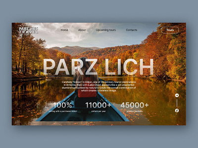 First screen of the landing page for PARZ LICH travel design landing traveling typography ui ux uxui web design web