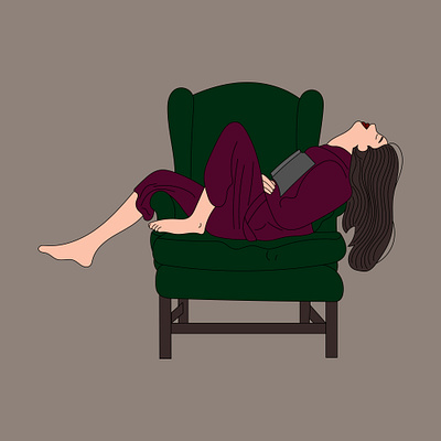 The girl is sitting relaxed on a chair app branding design graphic design illustration logo typography ui ux vector