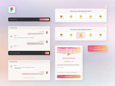 Chat UI components and feedback page design. chat app ui chat gpt ui design chat interface design chat ui kit download chatbot ui design emoji download figma expert hd design instant messaging ui live chat ui online support center rating and review page responsive ui design web design