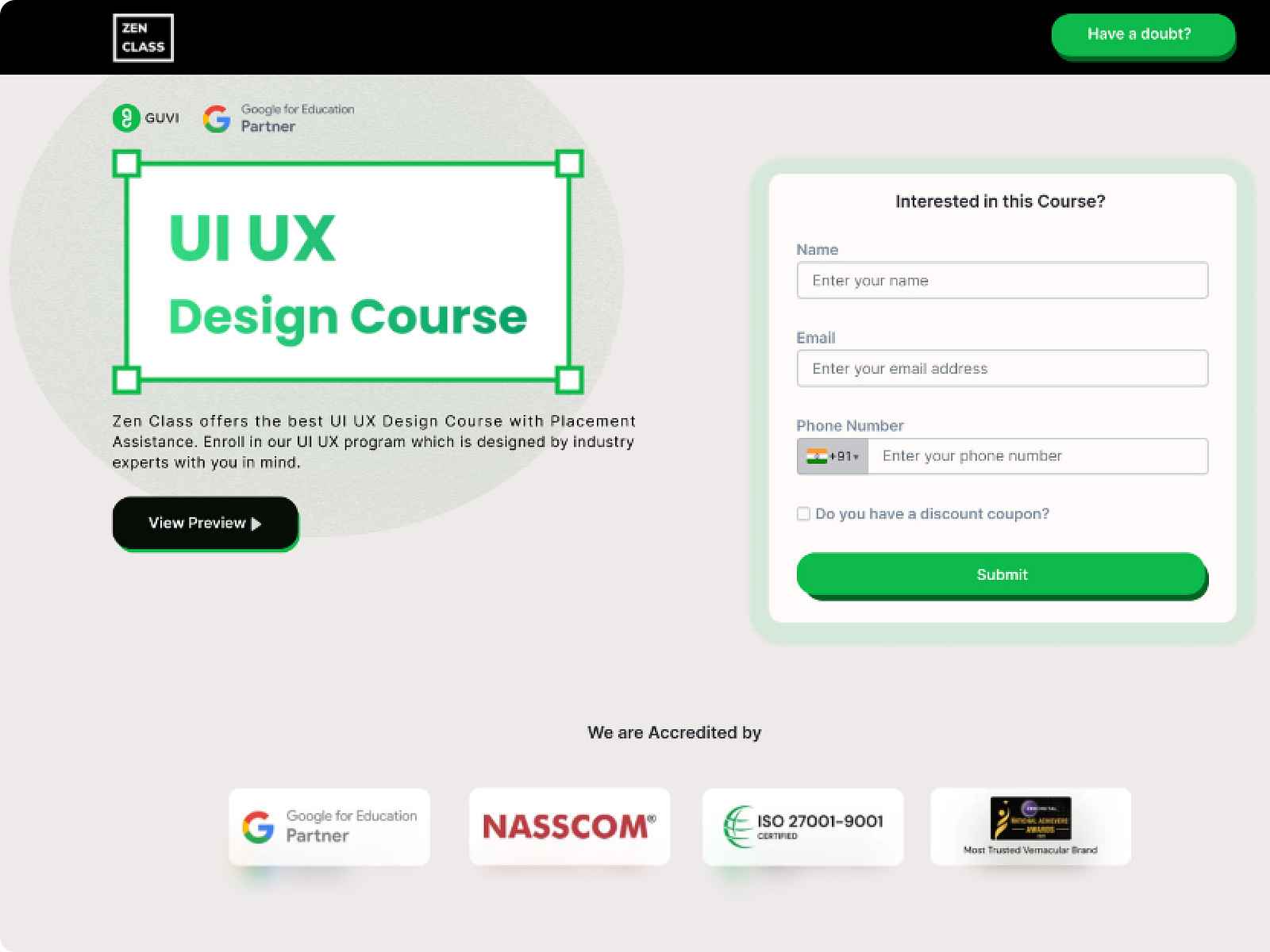 Guvi's UI/UX Course- Landing page by Sruthi on Dribbble