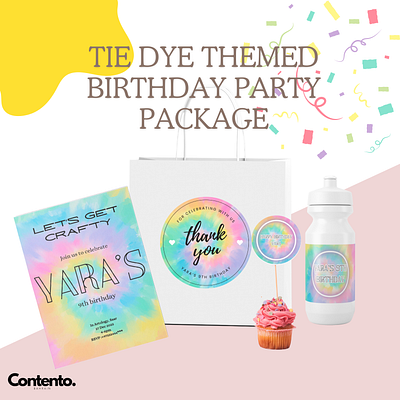 Tie Dye Birthday Template Package birthday canva design graphic design template